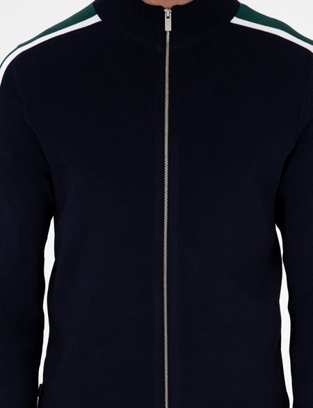 Lacivert Slim Fit Yün Karışımlı Fermuarlı Triko Hırka - 50296447006