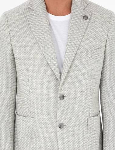 Gri Yün Karışımlı Slim Fit Ceket