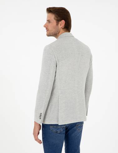 Gri Yün Karışımlı Slim Fit Ceket