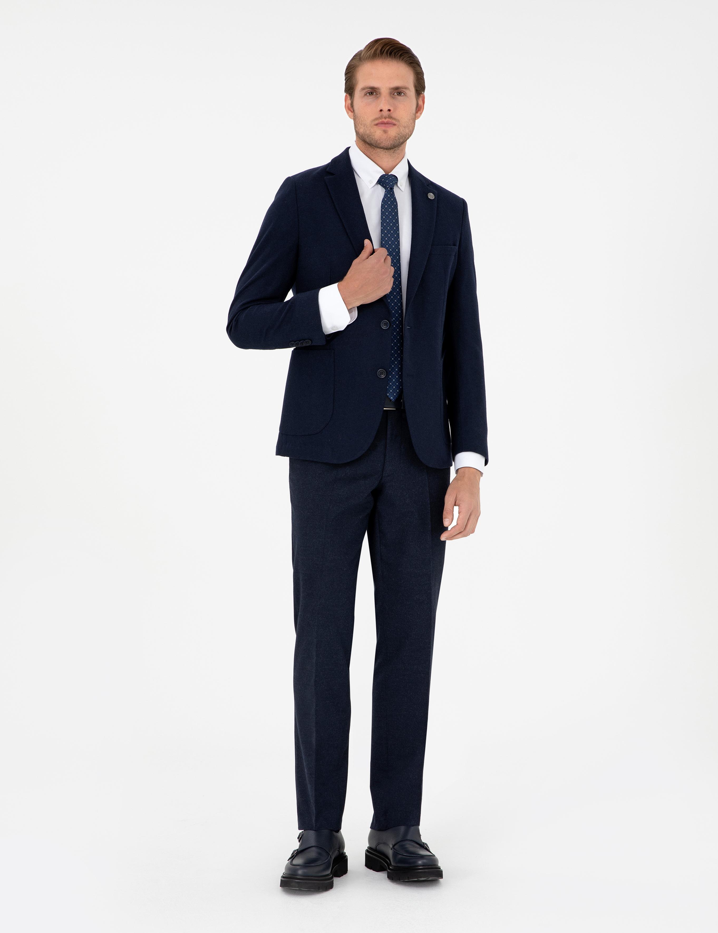 Lacivert Slim Fit Kumaş Pantolon