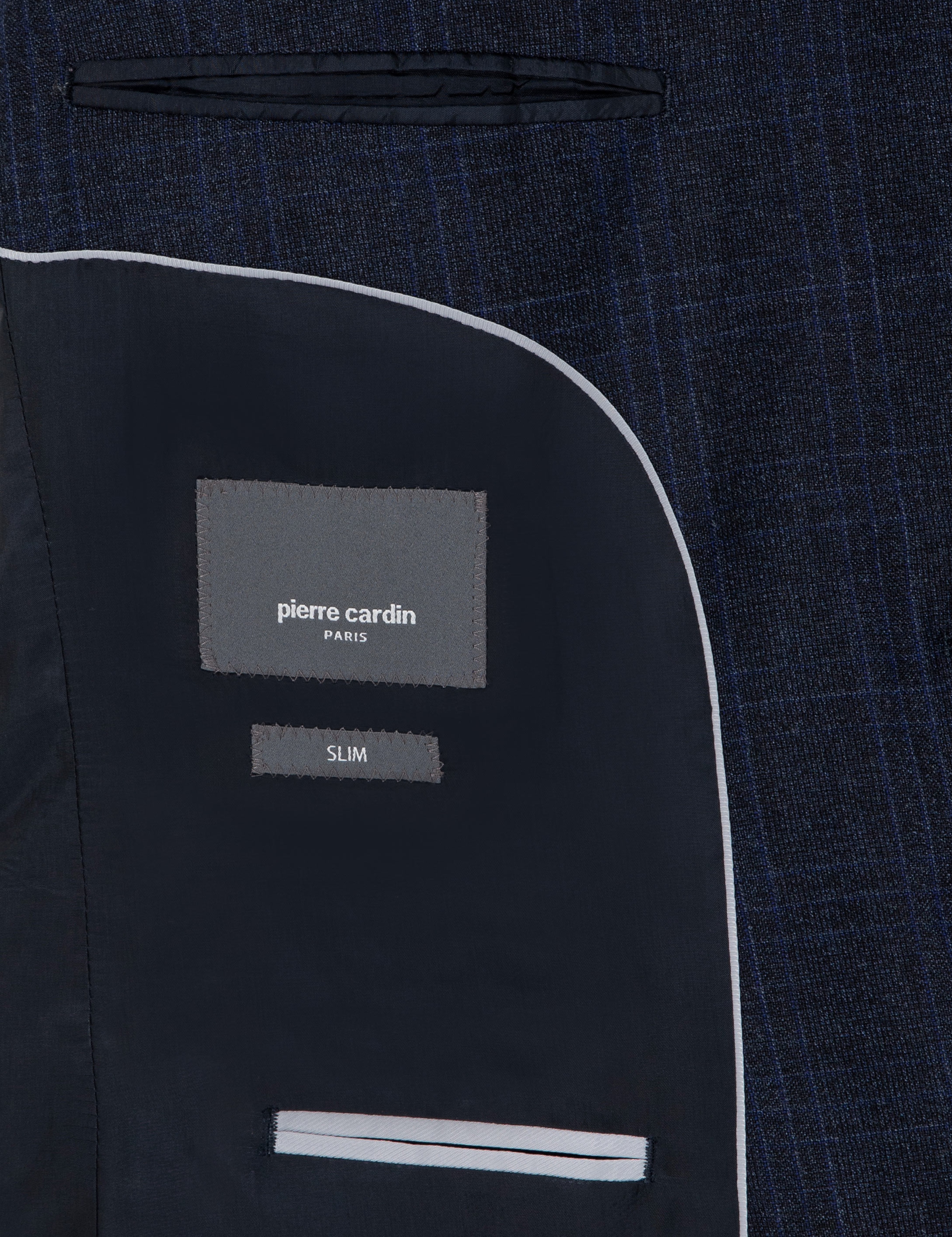 Lacivert Slim Fit Ekose Yün Takım Elbise - Image 6