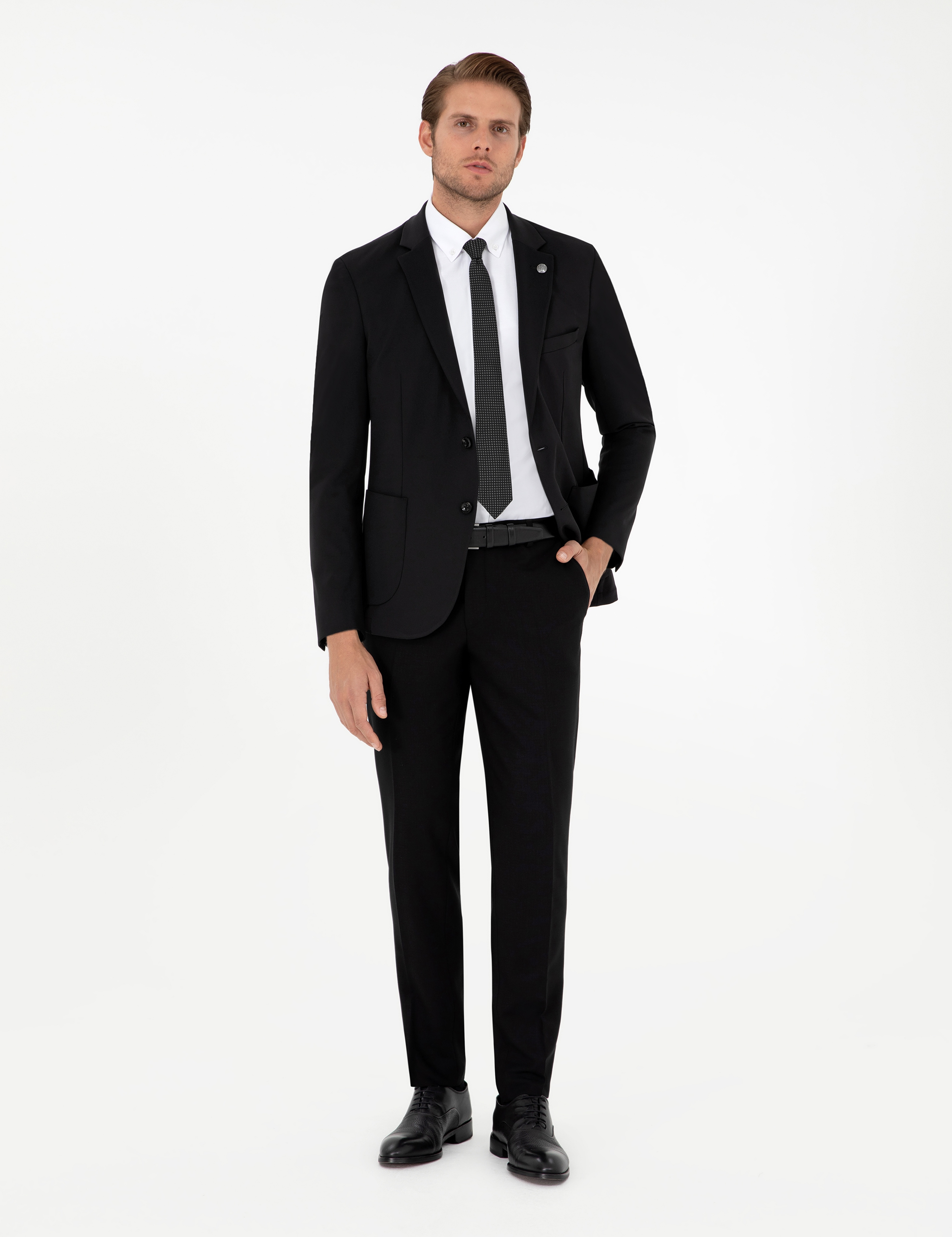 Siyah Ex. Slim Fit Kumaş Pantolon - Image 3