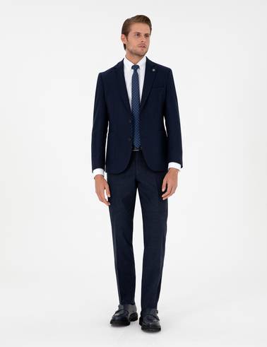 Lacivert Yün Karışımlı Ex. Slim Fit Ceket