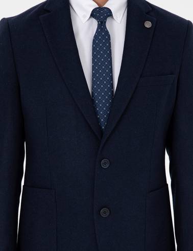 Lacivert Yün Karışımlı Ex. Slim Fit Ceket
