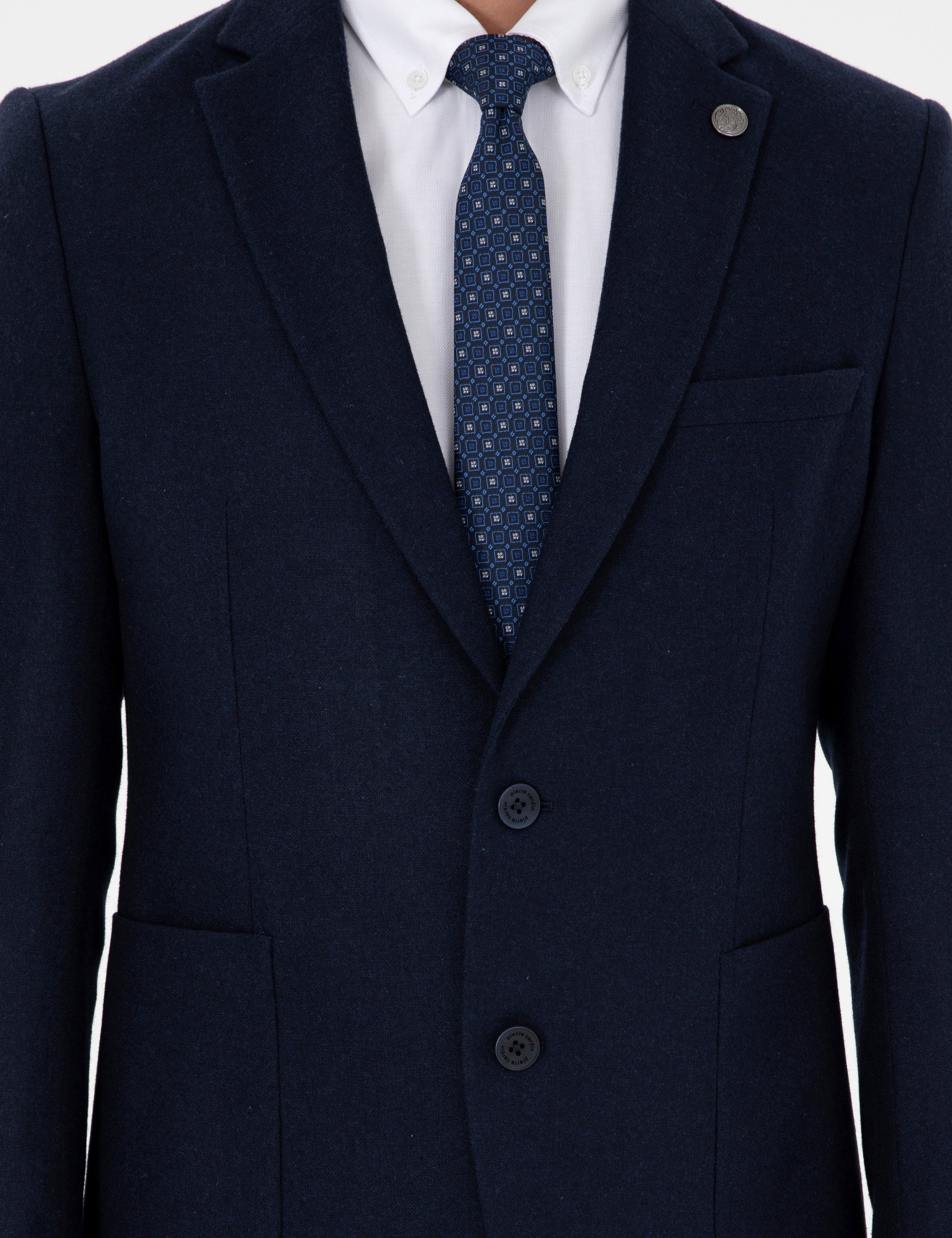 Lacivert Yün Karışımlı Ex. Slim Fit Ceket - Image 7