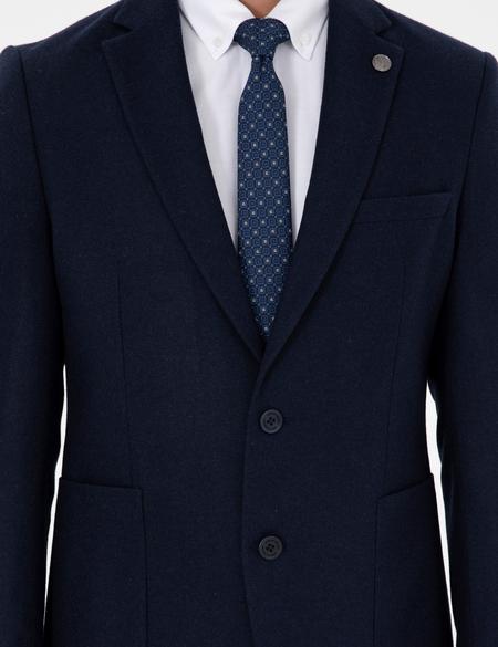 Lacivert Yün Karışımlı Ex. Slim Fit Ceket - 50291930044