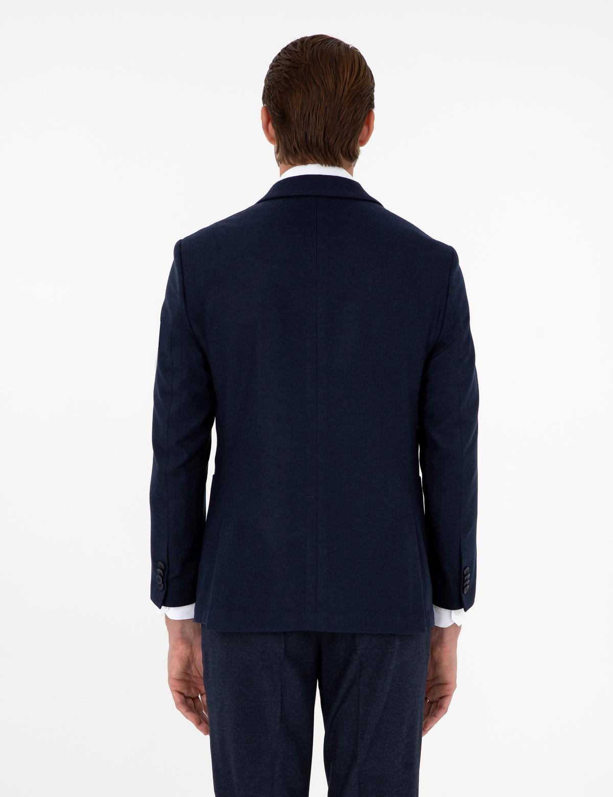 Lacivert Yün Karışımlı Ex. Slim Fit Ceket - 50291930044