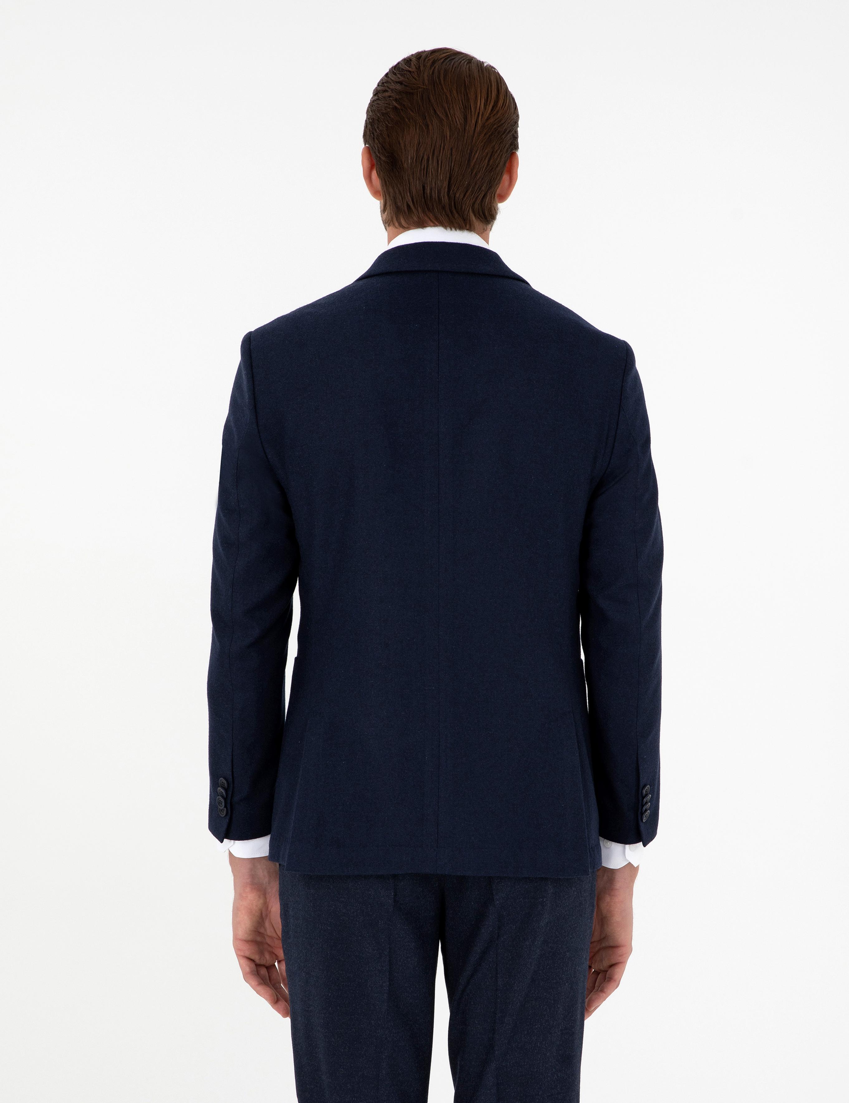 Lacivert Yün Karışımlı Ex. Slim Fit Ceket