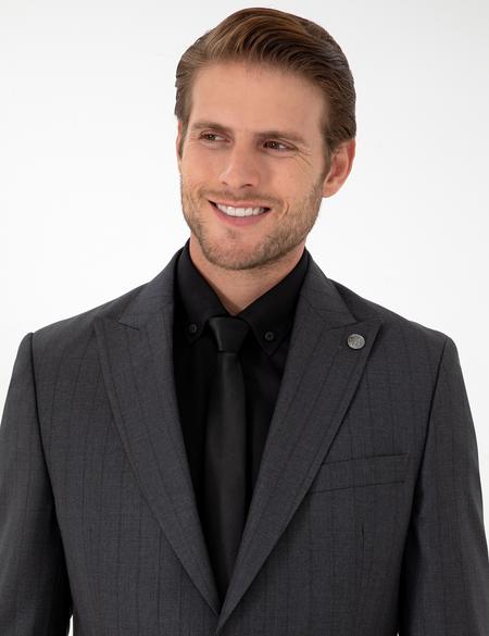 Antrasit Slim Fit Yün Takım Elbise - 50291972008