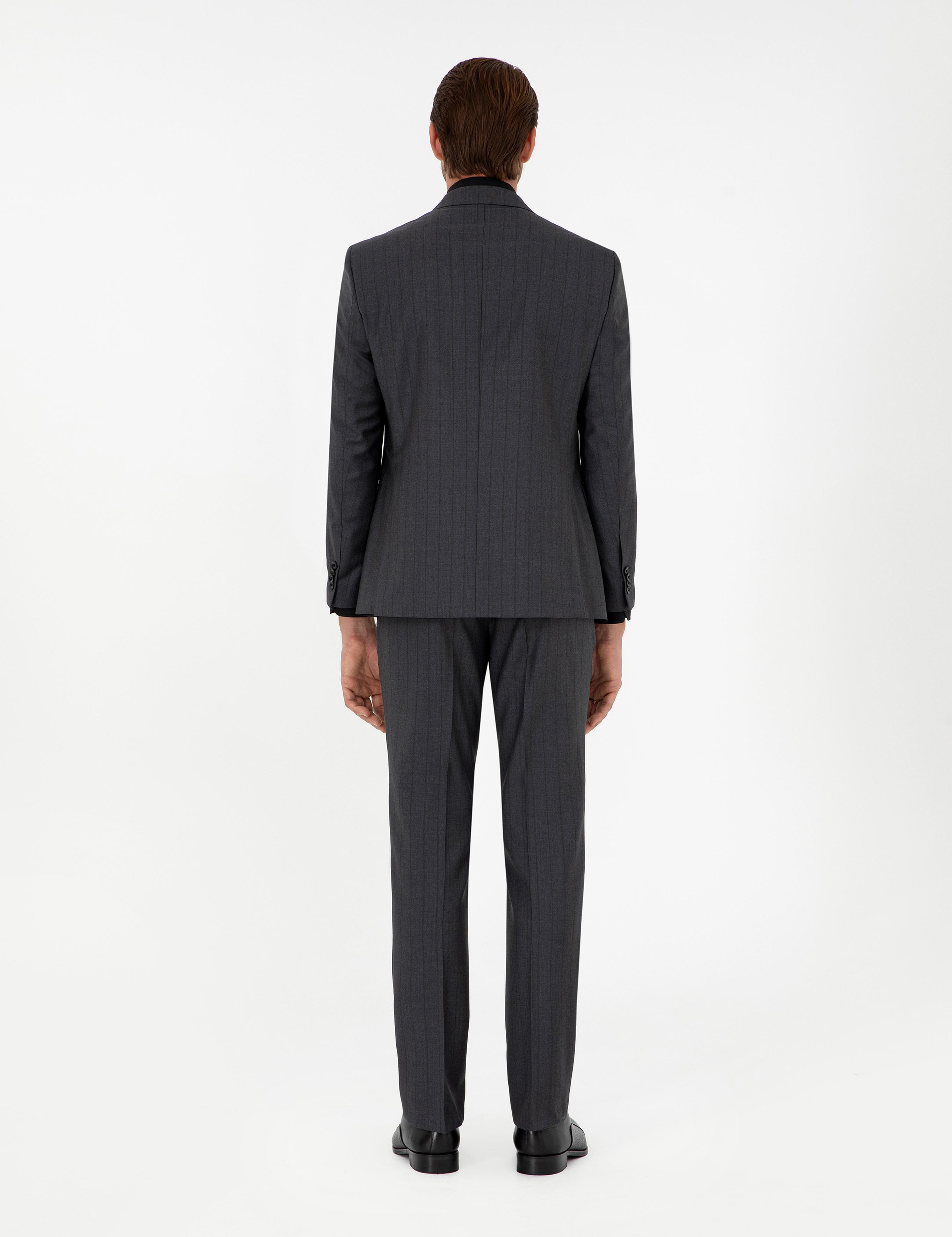 Antrasit Slim Fit Yün Takım Elbise