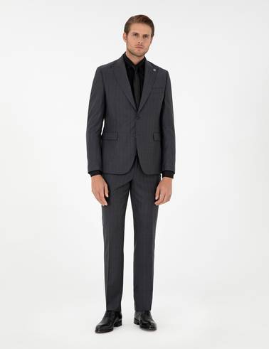 Antrasit Slim Fit Yün Takım Elbise