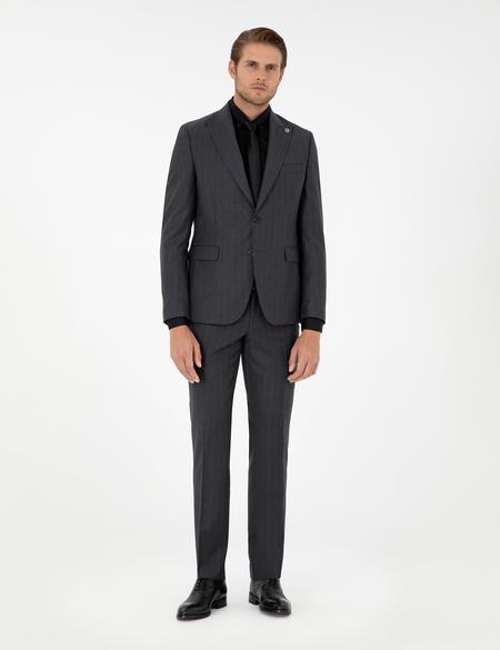 Antrasit Slim Fit Yün Takım Elbise - 50291972008