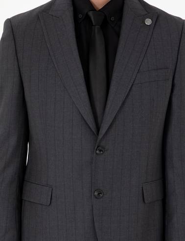 Antrasit Slim Fit Yün Takım Elbise