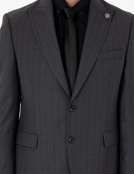 Antrasit Slim Fit Yün Takım Elbise - 50291972008