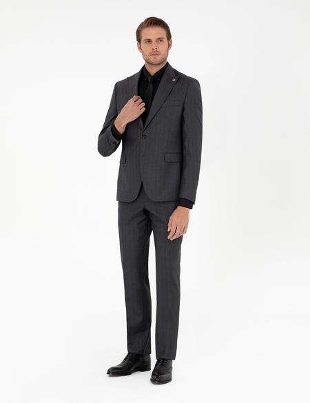 Antrasit Slim Fit Yün Takım Elbise - 50291972008
