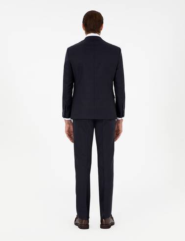 Lacivert Slim Fit Yün Karışımlı Takım Elbise