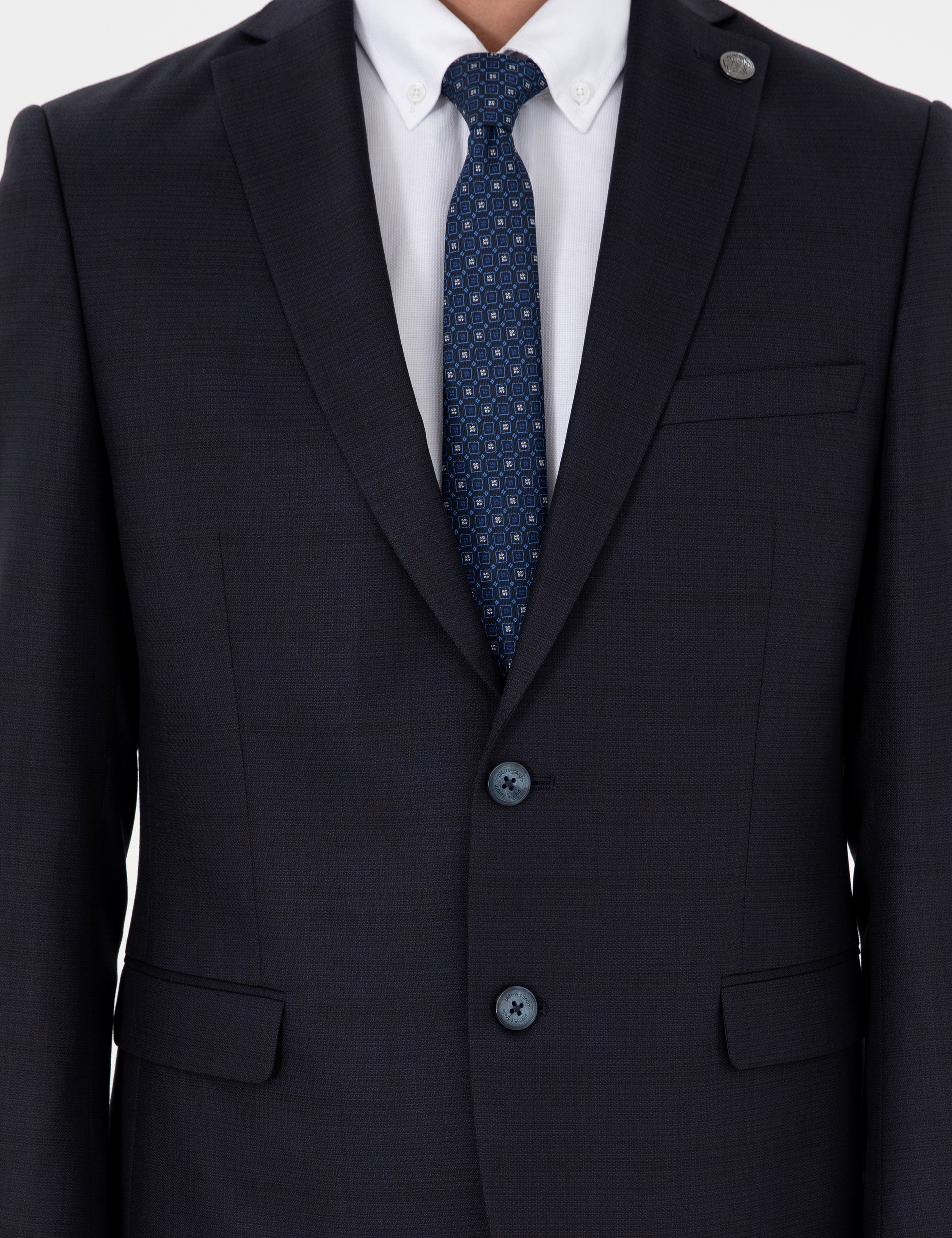 Lacivert Slim Fit Yün Karışımlı Takım Elbise - Image 7