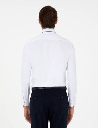Beyaz Slim Fit Uzun Kollu Gömlek
