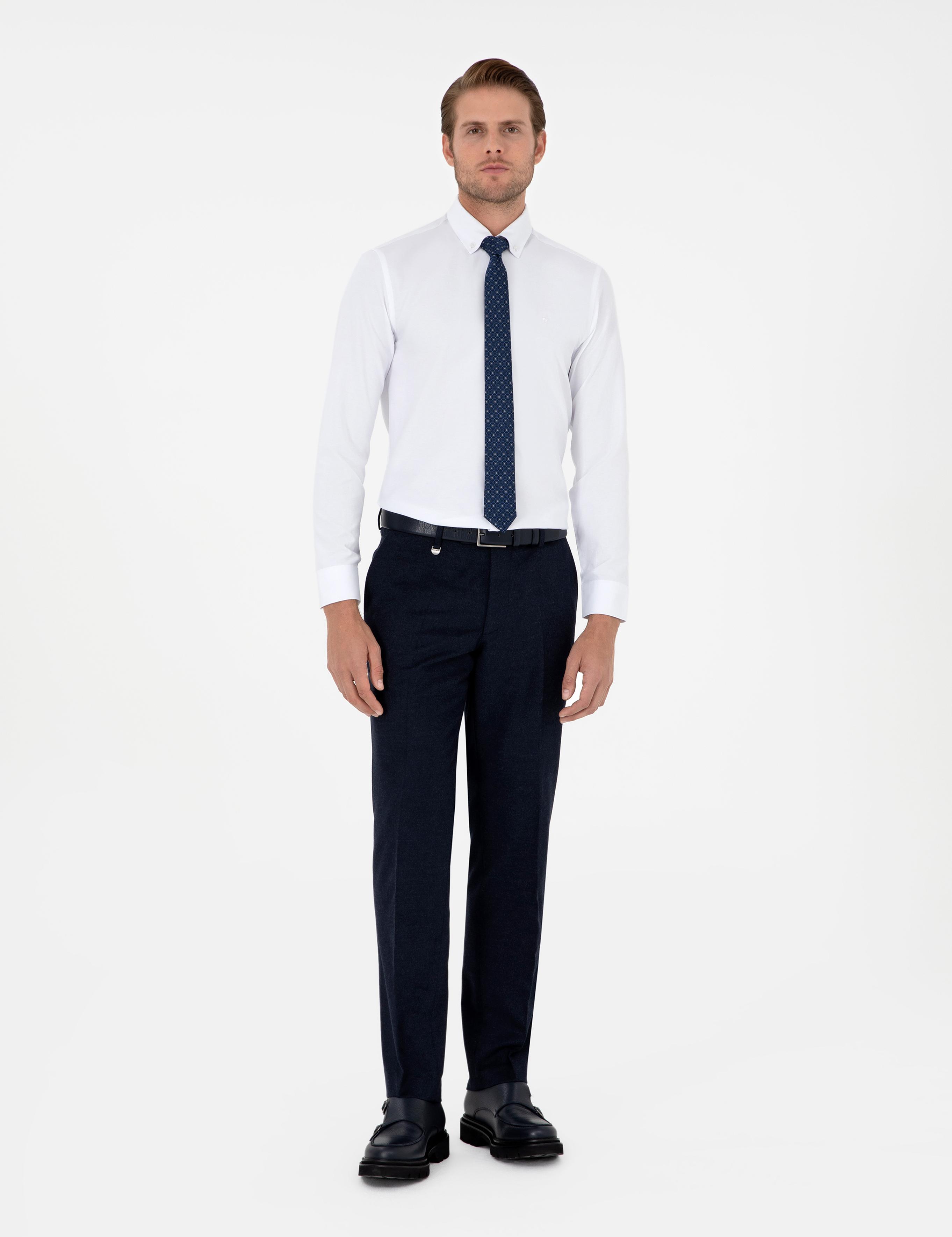 Beyaz Slim Fit Uzun Kollu Gömlek