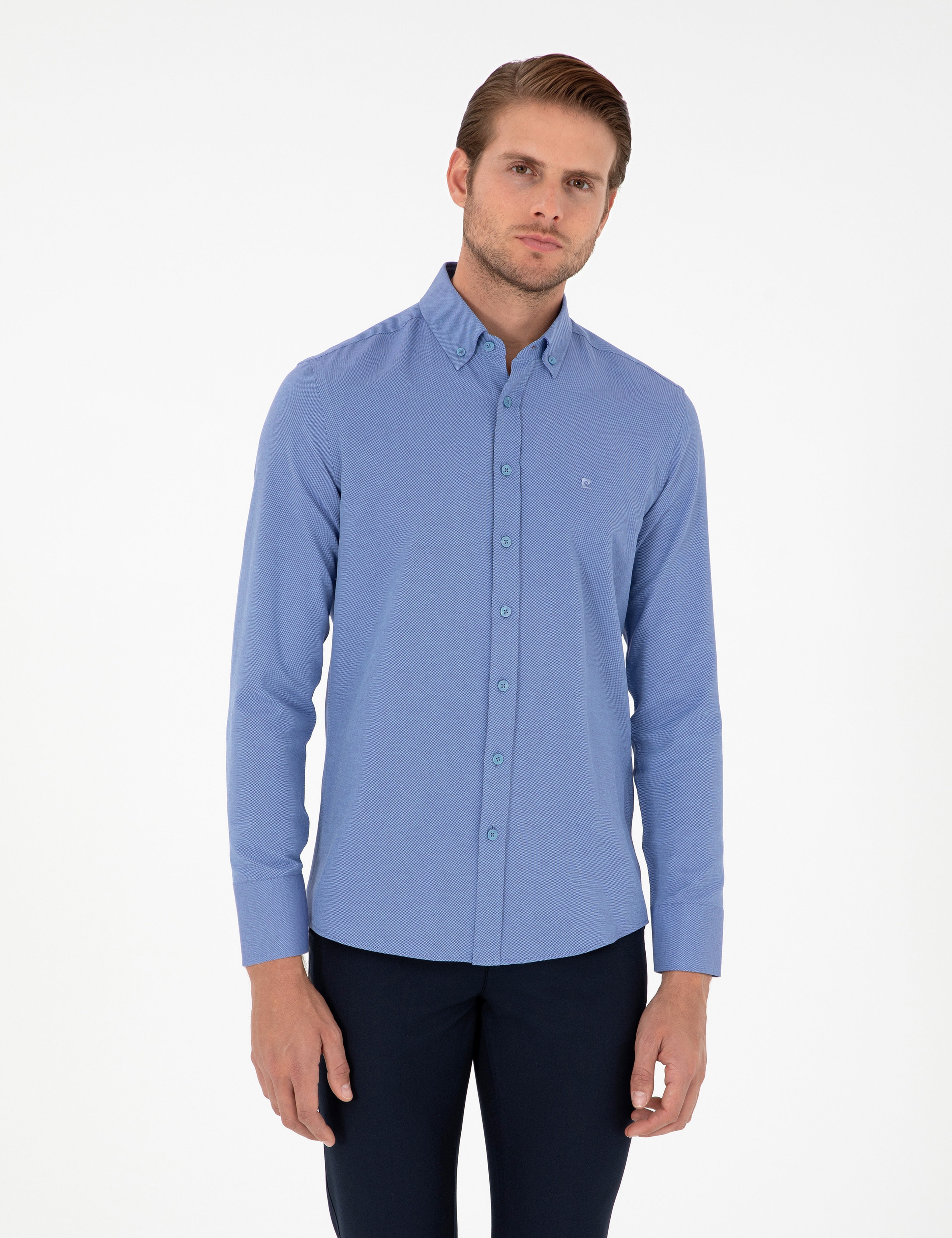Mavi Oxford Slim Fit Uzun Kollu Gömlek