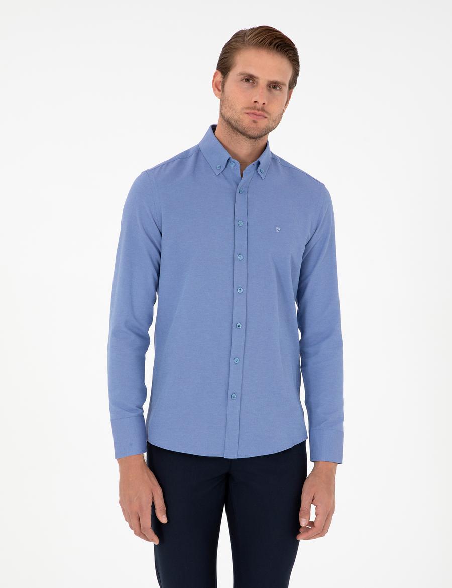 Mavi Oxford Slim Fit Uzun Kollu Gömlek