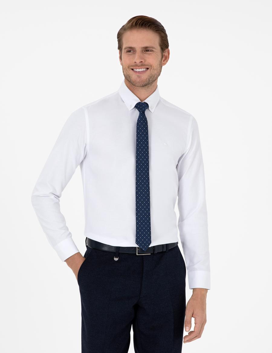Beyaz Slim Fit Uzun Kollu Gömlek