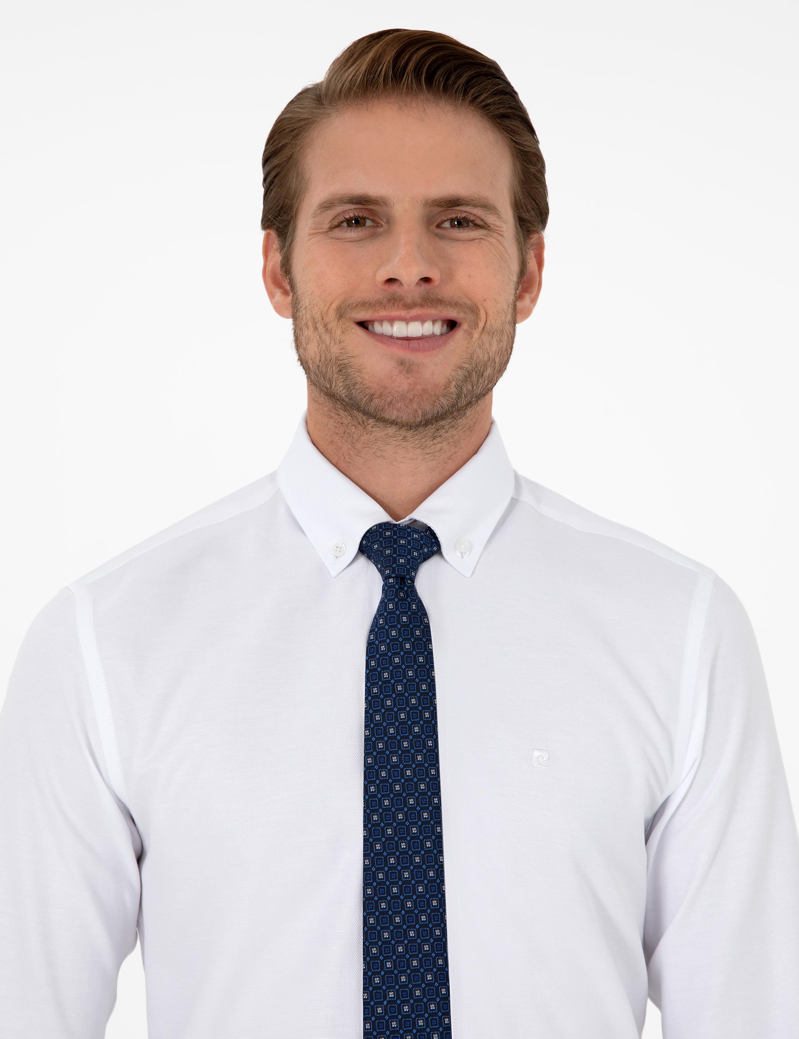 Beyaz Slim Fit Uzun Kollu Gömlek