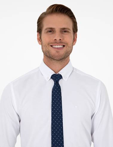 Beyaz Slim Fit Uzun Kollu Gömlek