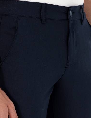 Lacivert Slim Fit Çizgili Kanvas Pantolon