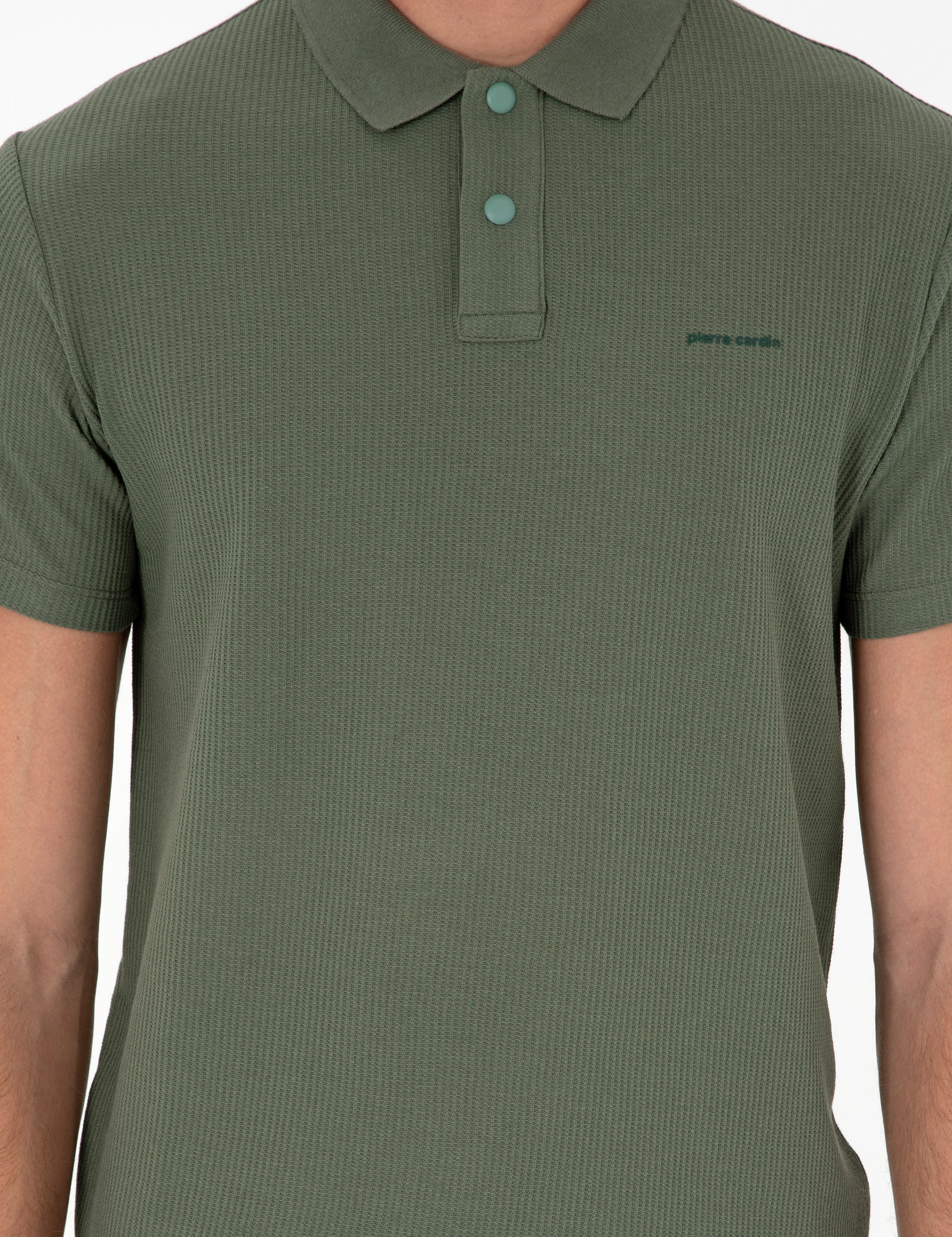 Haki Slim Fit Düğmeli Polo Yaka Tişört - Image 6