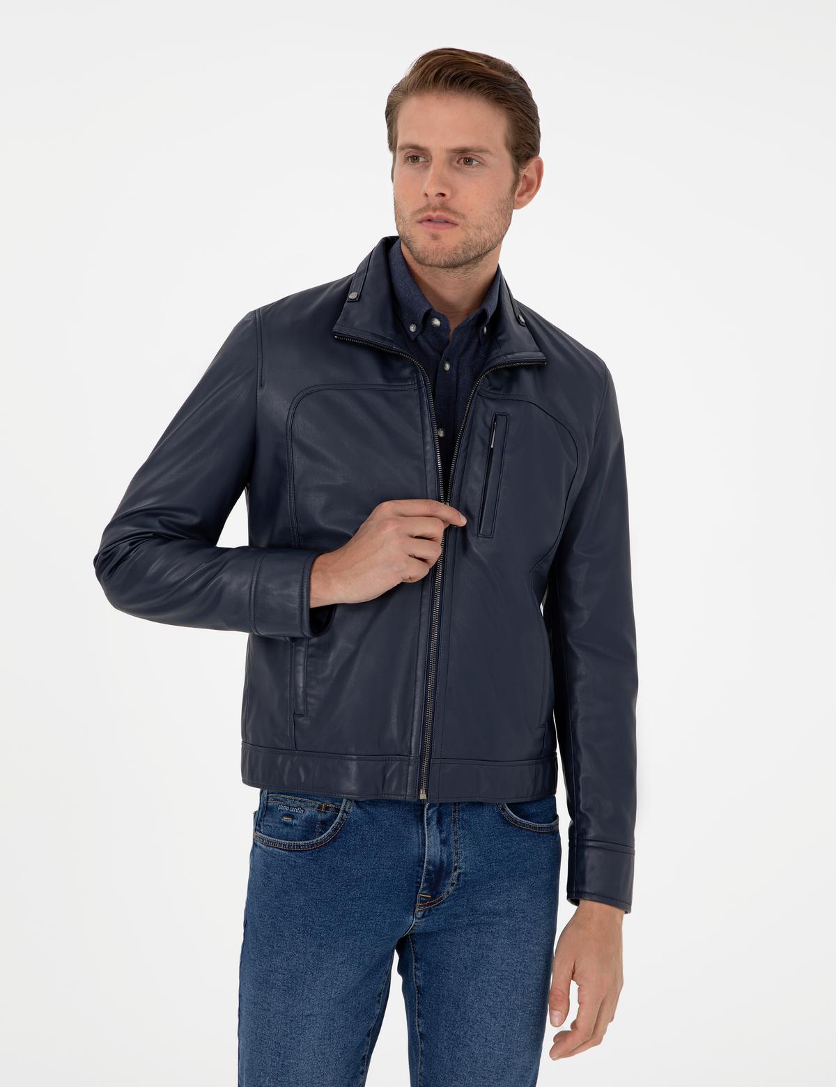 Lacivert Suni Deri Ceket - 50300560007