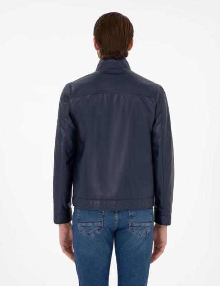 Lacivert Suni Deri Ceket - 50300560007