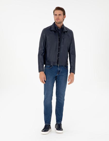 Lacivert Suni Deri Ceket - 50300560007