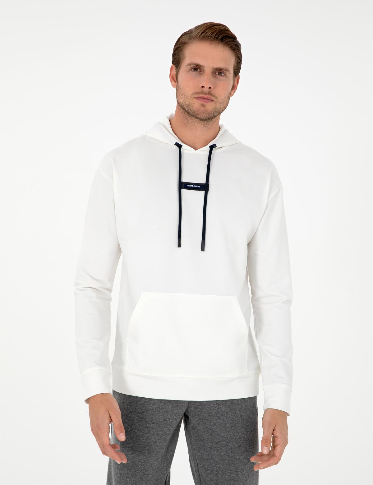 Beyaz 2 İplik Comfort Fit Kapüşonlu Sweatshirt - 50290635003