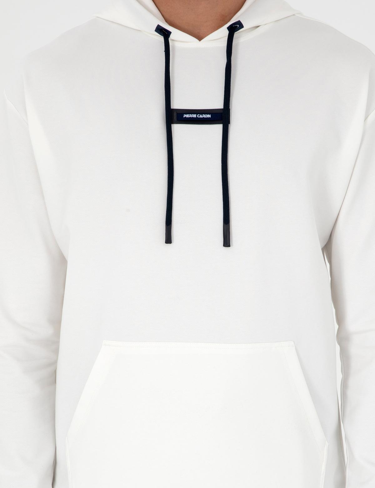 Beyaz 2 İplik Comfort Fit Kapüşonlu Sweatshirt - 50290635003