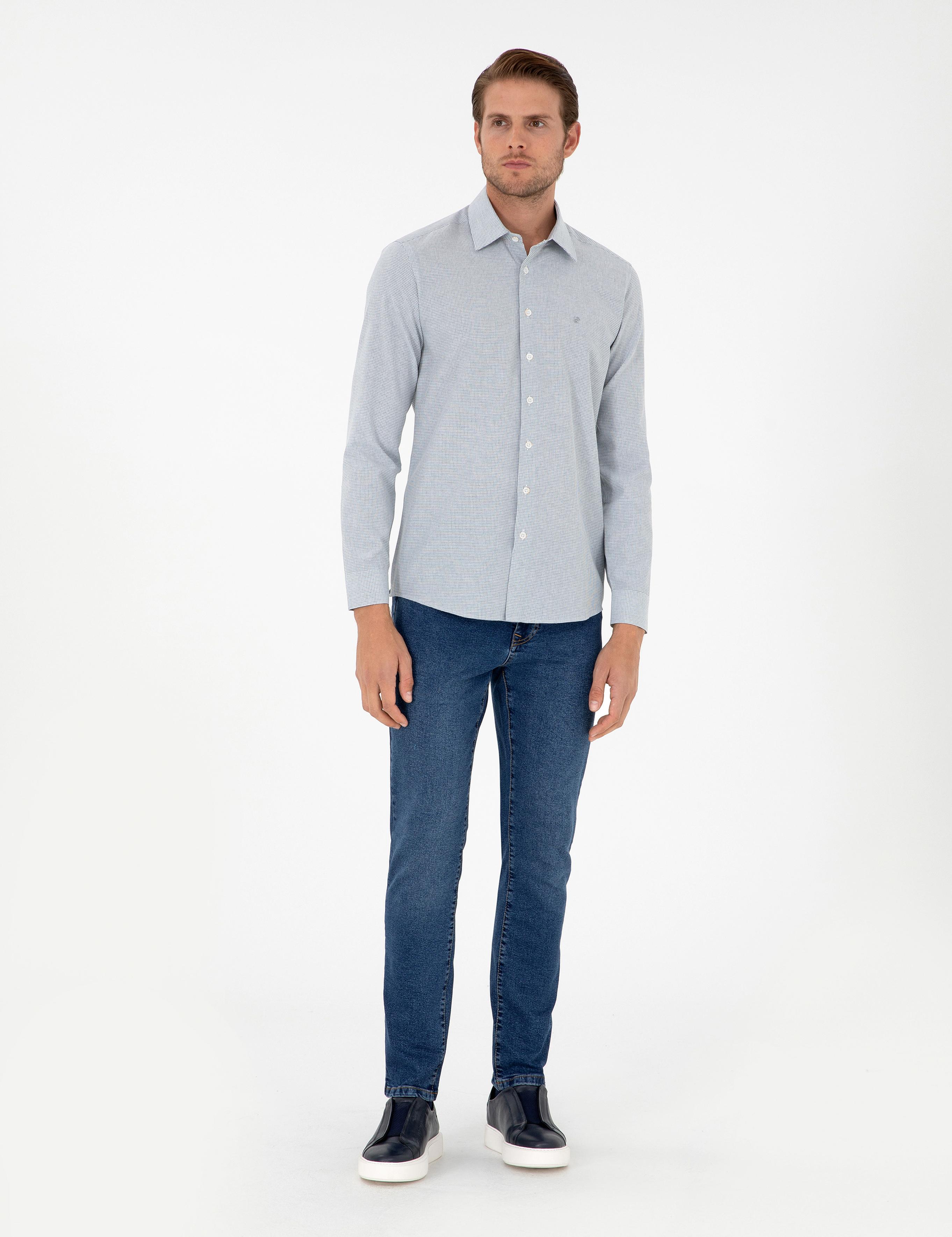 İndigo Slim Fit Uzun Kollu Gömlek