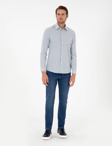 İndigo Slim Fit Uzun Kollu Gömlek