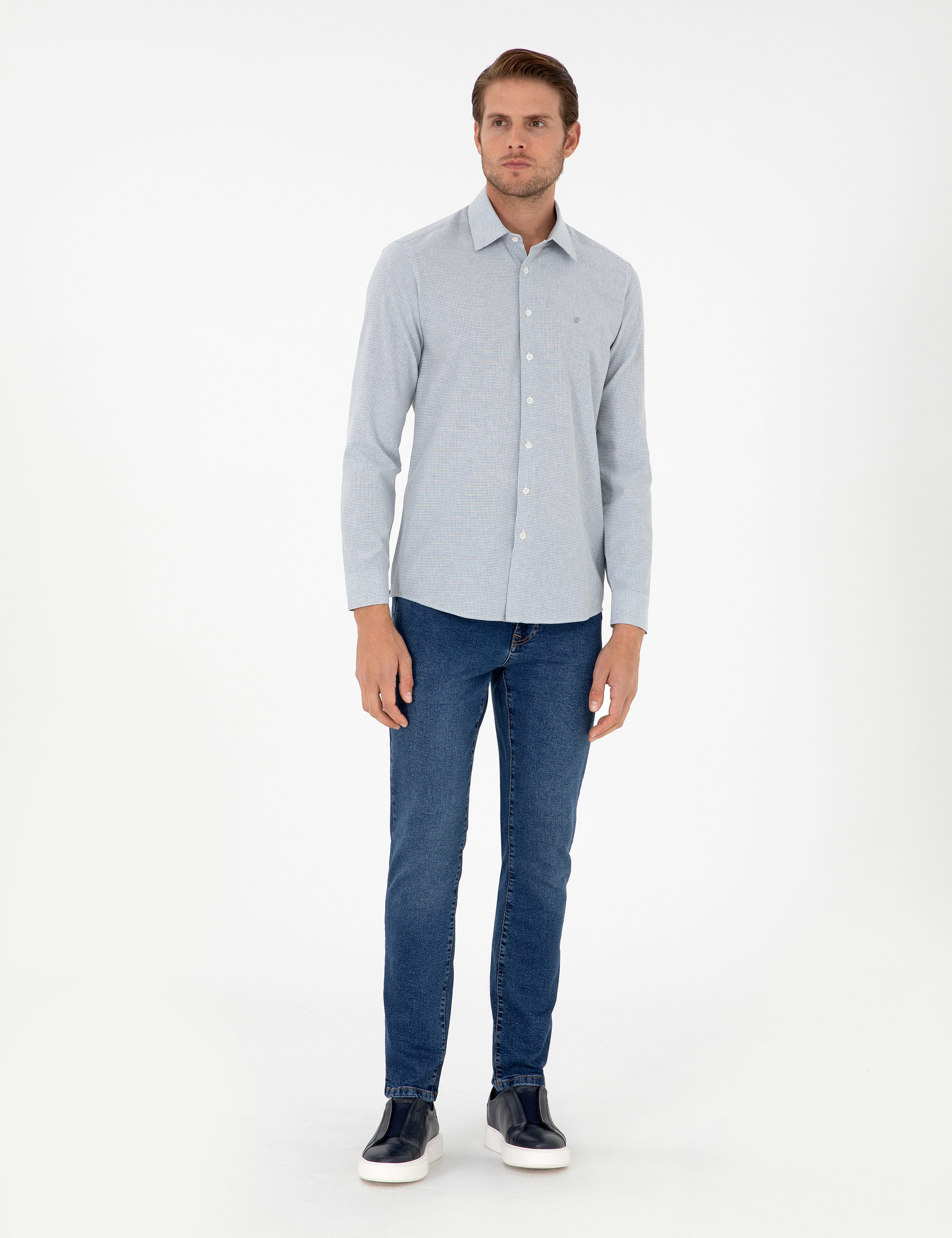 İndigo Slim Fit Uzun Kollu Gömlek - Image 4