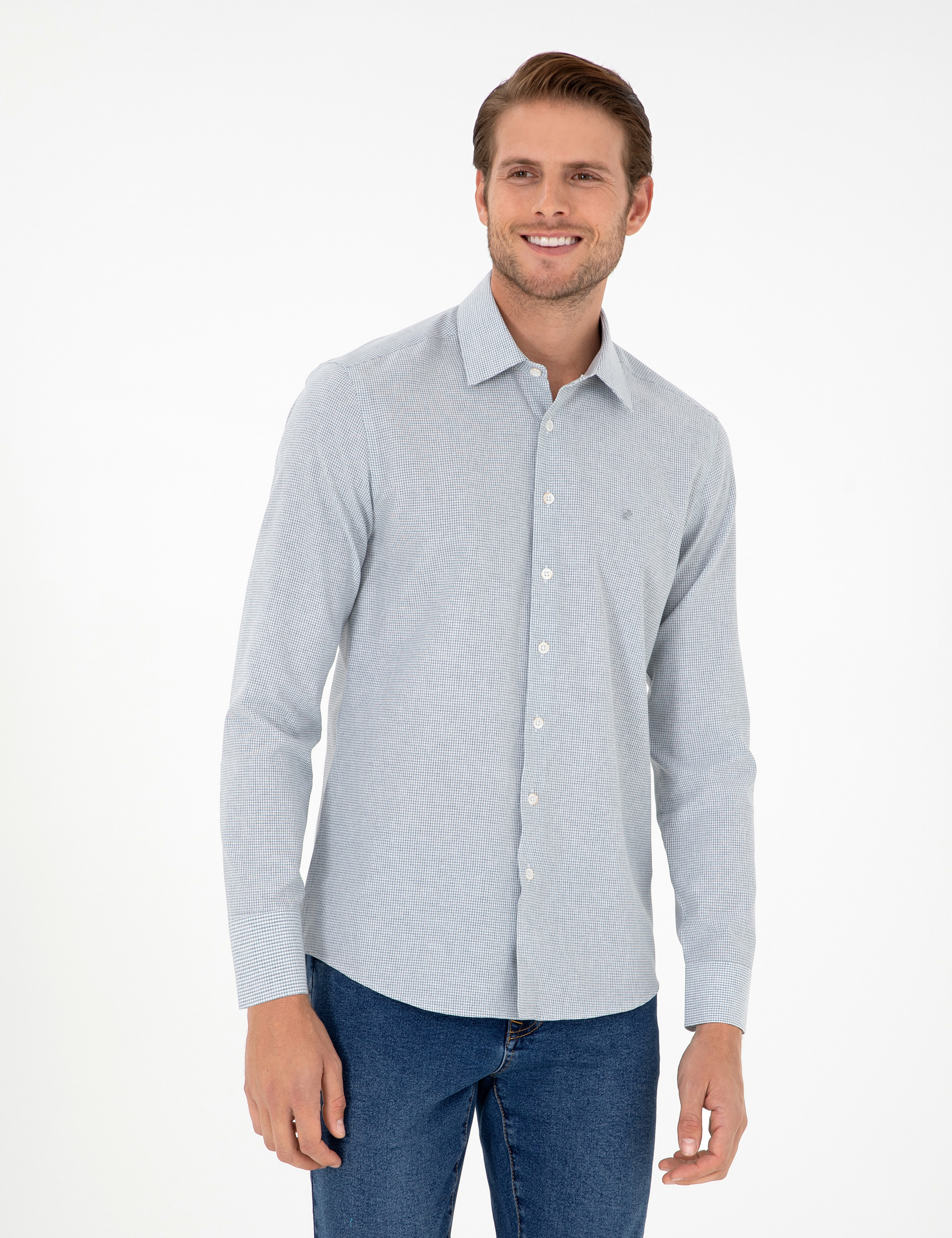 İndigo Slim Fit Uzun Kollu Gömlek