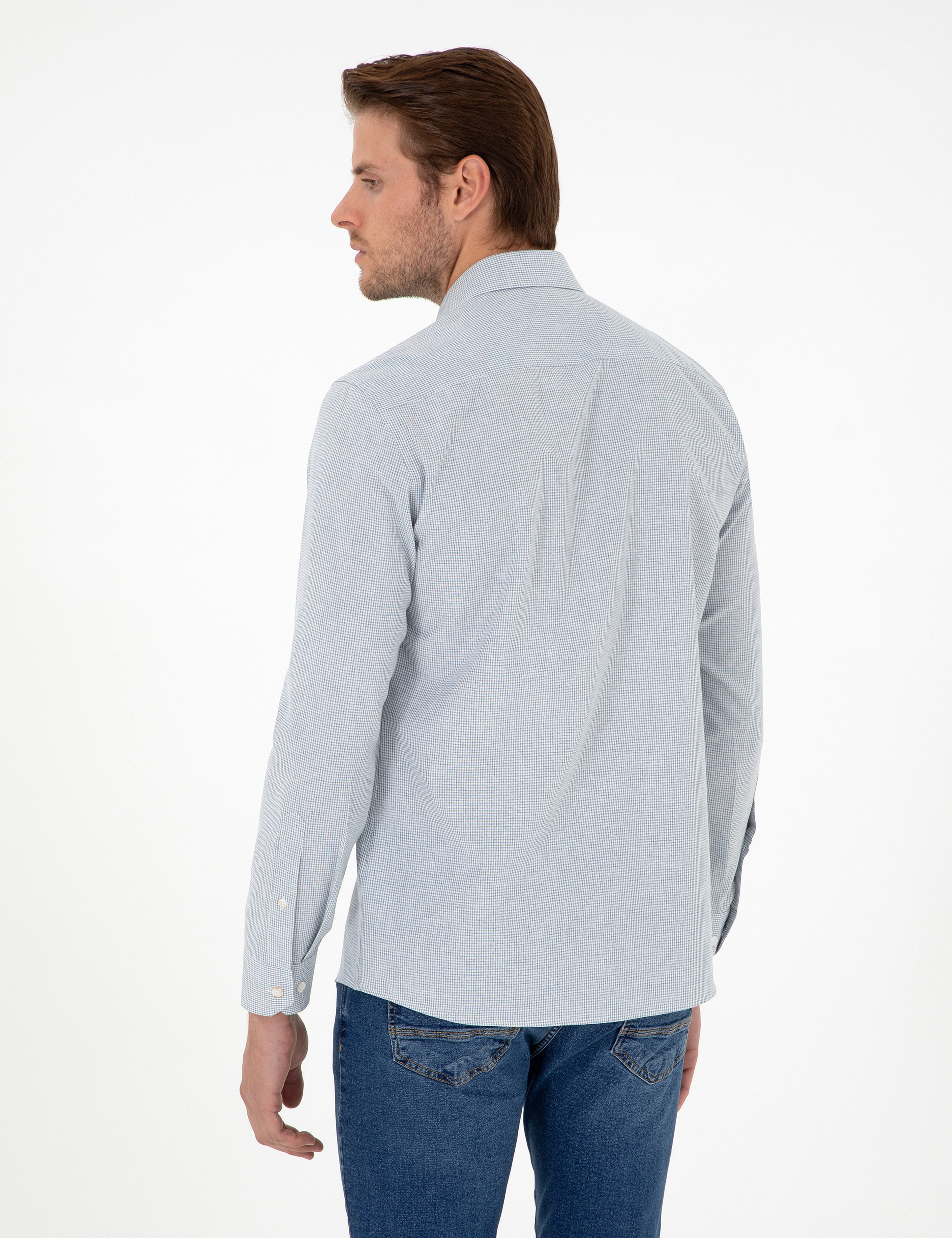 İndigo Slim Fit Uzun Kollu Gömlek - Image 5