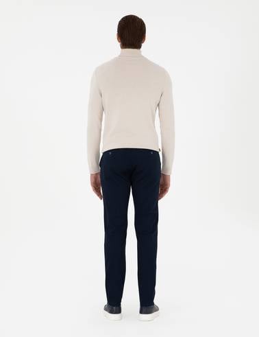 Lacivert Slim Fit Kanvas Pantolon