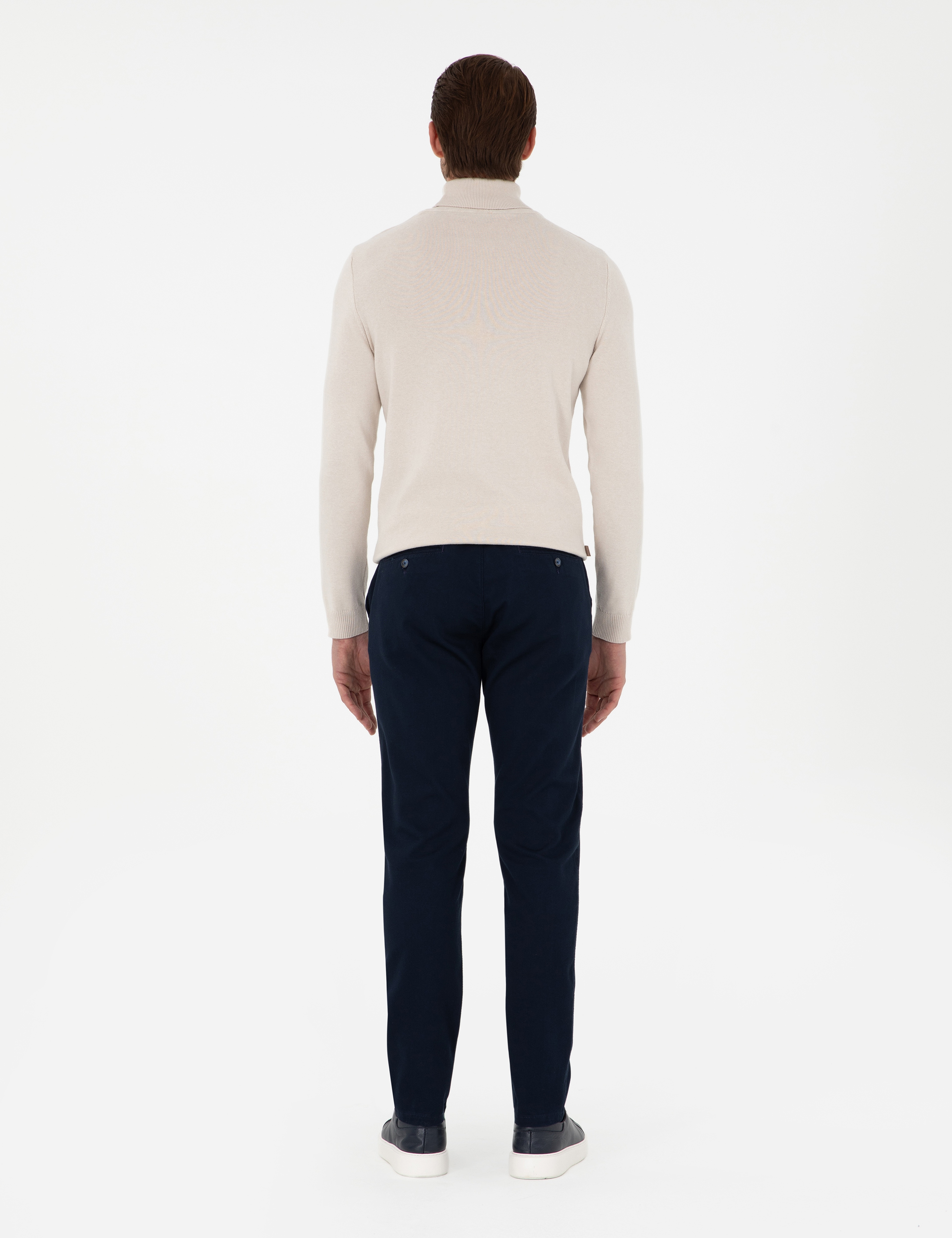 Lacivert Slim Fit Kanvas Pantolon