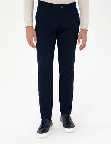 Lacivert Slim Fit Kanvas Pantolon