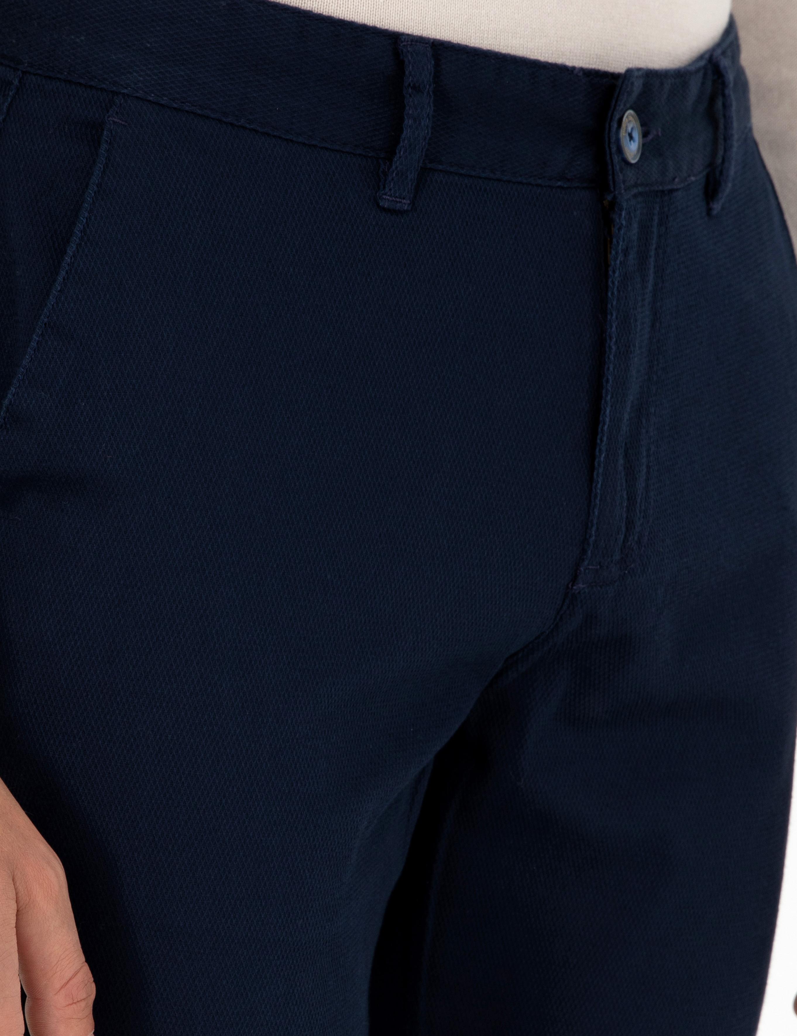 Lacivert Slim Fit Kanvas Pantolon