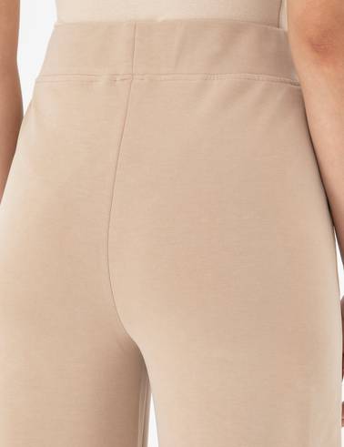 Bej Flare Fit Fermuar Detaylı Eşofman Altı