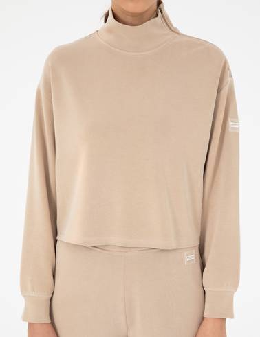 Bej Comfort Fit Modal Kumaş Sweatshirt