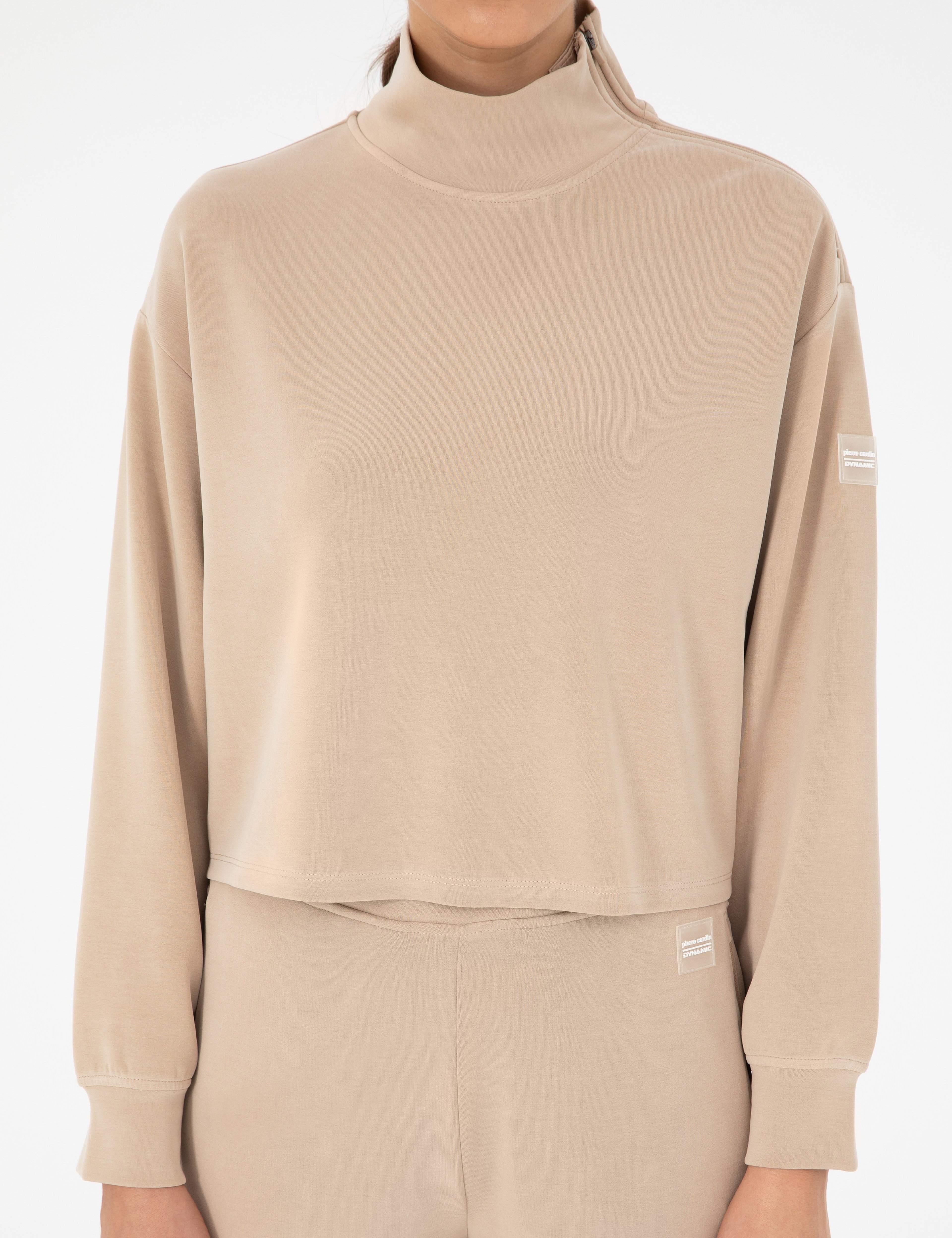 Bej Comfort Fit Modal Kumaş Sweatshirt