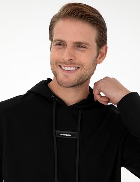Siyah 2 İplik Comfort Fit Kapüşonlu Sweatshirt - 50290635048