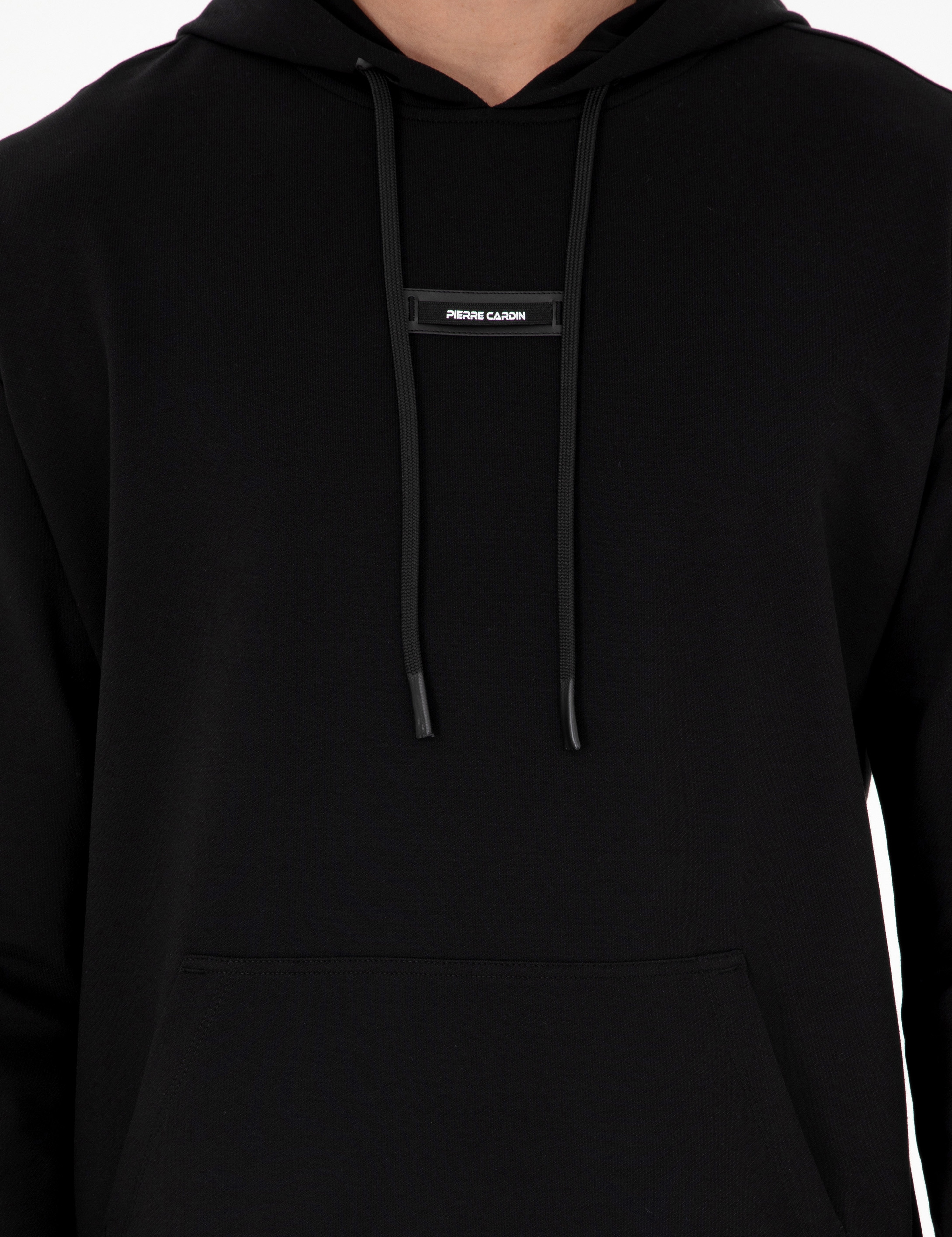 Siyah 2 İplik Comfort Fit Kapüşonlu Sweatshirt - Image 6