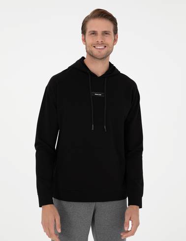 Siyah 2 İplik Comfort Fit Kapüşonlu Sweatshirt